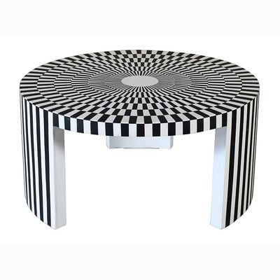 Ikat Solid Wood Coffee Table + End Table - Set of 2 - Black/White - With 2-Year Warranty